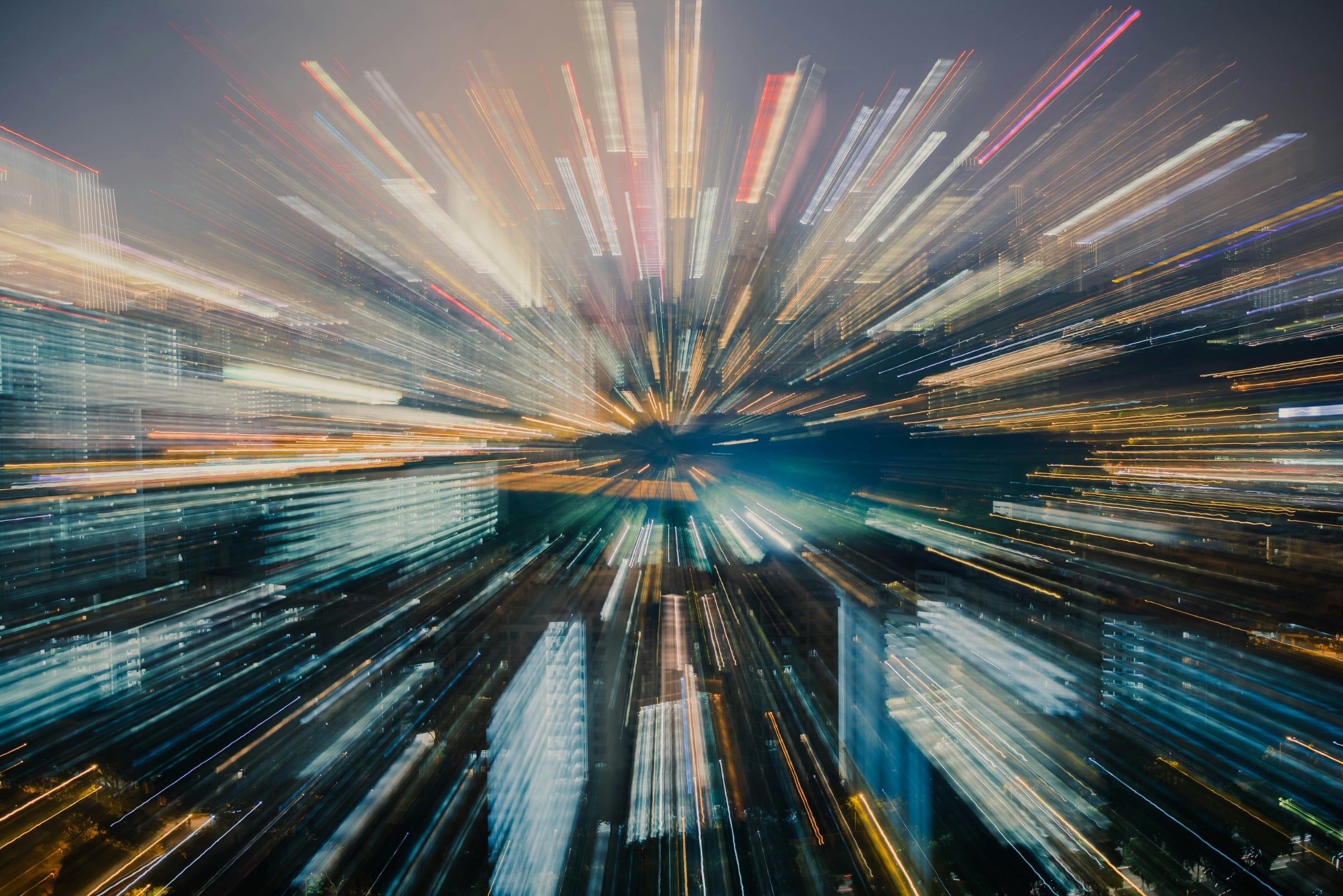 City with light trails